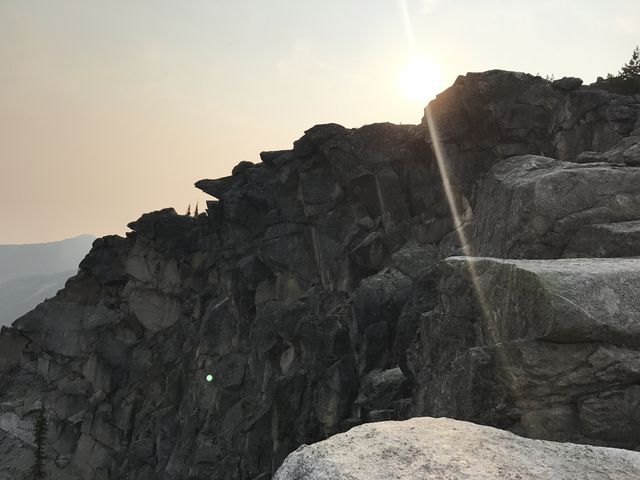 Sheer granite overhang atop 7445 Mountain