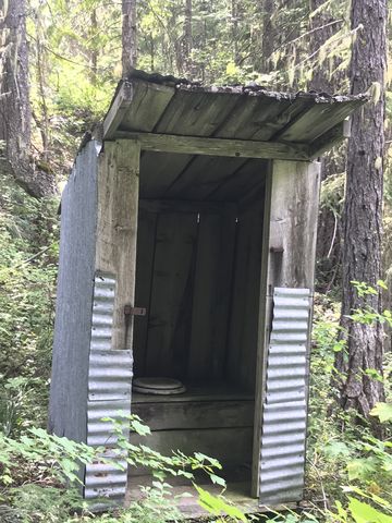 The privy near one of the cabins. Can you hold it?